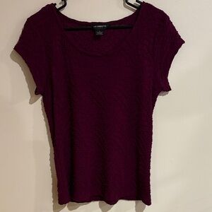 Liz Claiborne Rich Plum Textured Short Sleeve Top
